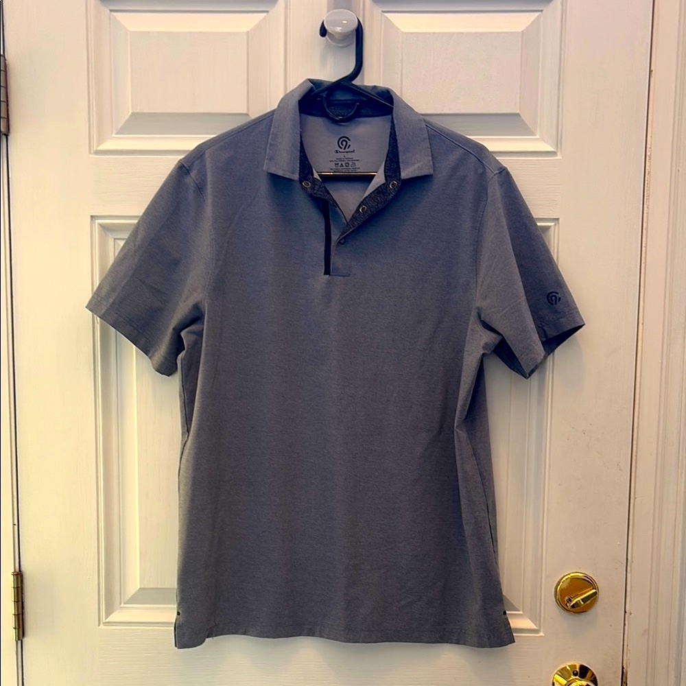 Champion Men Short Sleeved Gray Polo Shirt, 3 Snap Collar, Soft, Golf, Size L
